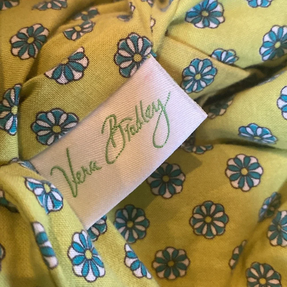 Vera Bradley quilted poppy teal color drawstring backpack book bag purse 15x12